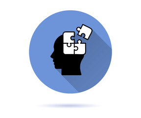 Psychotherapy icon with long shadow for graphic and web design.