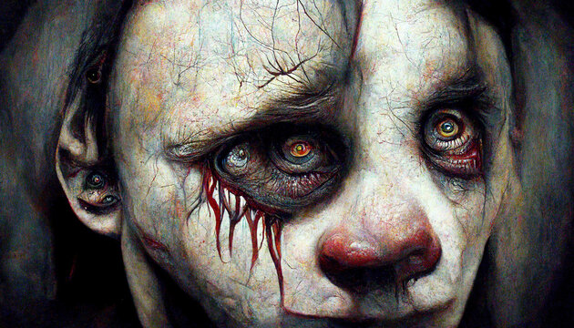 Horror zombie portrait. AI render