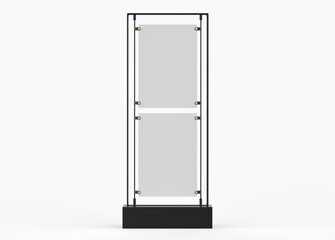 Realistic street billboard, vertical mockup. City light board with frame for outdoor commercial. Template screen for presentation, promotion, advertising and design. 3d illustration