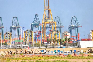 Naklejka premium cranes in port