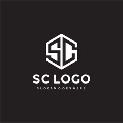 SC Hexagon logo vector image