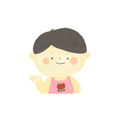 水彩画　ご案内　保育士の男性　手描きイラスト素材