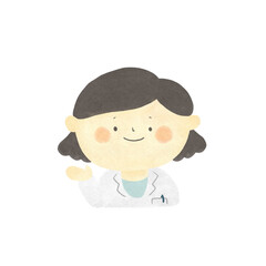 水彩画　ご案内　白衣を着た医療従事者　手描きイラスト素材