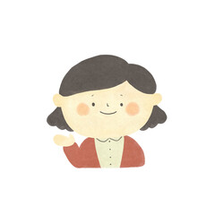水彩画　ご案内　女性の手描きイラスト素材