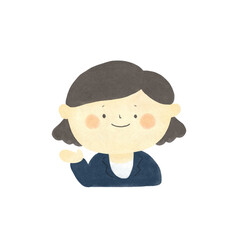 水彩画　ご案内　スーツを着た女性　手描きイラスト素材