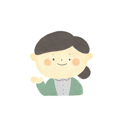 水彩画　ご案内　女性の手描きイラスト素材