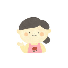 水彩画　ご案内　保育士の女性　手描きイラスト素材