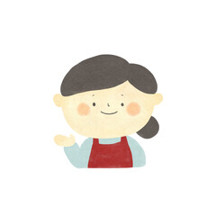 水彩画　ご案内　スーパーの店員　手描きイラスト素材