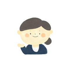 水彩画　ご案内　スーツを着た女性　手描きイラスト素材