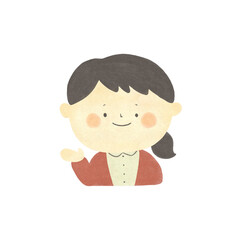 水彩画　ご案内　女性の手描きイラスト素材