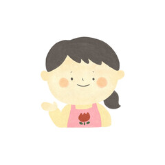 Obraz premium 水彩画 ご案内 保育士の女性 手描きイラスト素材