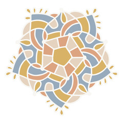 Coloured Bohemian Ornament Icon, Mandala SignsFor Decoration, Indian Style Lace, Mystical Icon, Flower Crochet