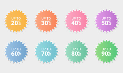 Collection of colorful price tags with discounts