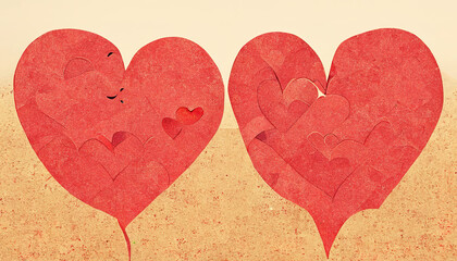 Fototapeta premium Valentine red hearts, AI render.
