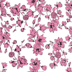 seamless background with flowers and walpaper.