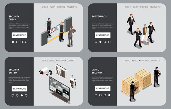 Security Service Isometric Landing Pages