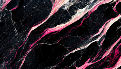 Abstract luxury marble background. Modern digital painting. Black and pink colors. 3d illustration
