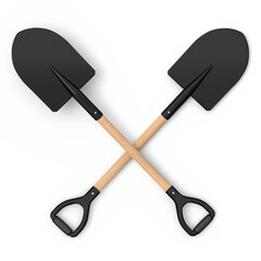 Set of garden shovel or trowel with wooden handle on white , summer camping