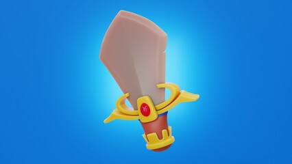 3d visualization of a sword on a blue background
