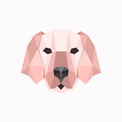 Naklejka premium Low poly labrador dog face design, symmetrical vector illustration isolated. Polygonal style trendy modern logo design. Suitable for printing on a t-shirt