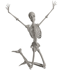 skeleton posing 3d render illustration