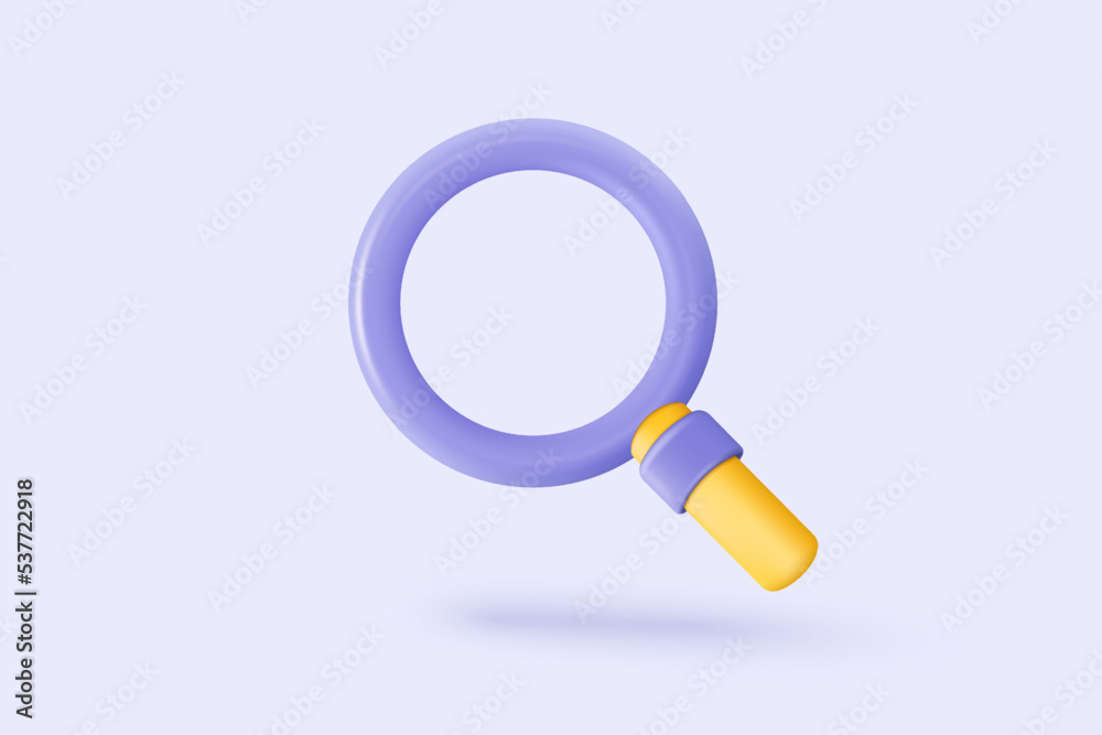 Wall mural 3d minimal purple search bar or magnifying glass in blank search bar on white background. search bar