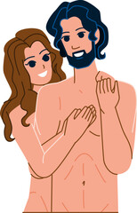 family nude vector. woman man, love sexy, young passion, kiss together, sensual girl, male lovers, relationship adult, romance family nude character. people flat cartoon illustration