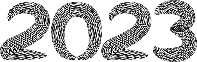 2023 New Year. Decorative brush numbers. Art lettering.
