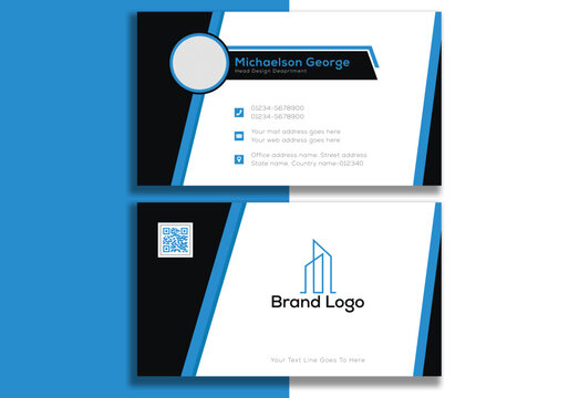 Light sky blue dark black abstract business card design template corporate company id business branding card