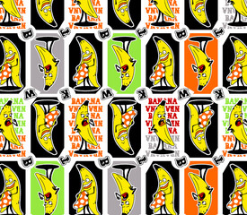 cartoon colorful banana stickers