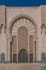 View at the decoration at doors of Hasan II. mosque in Casablnca, Morocco