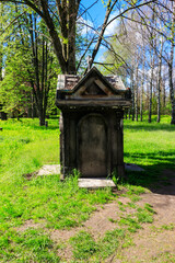 Old stone crypt on the ancient cemetery