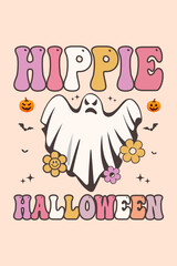 Hippie Halloween Wavy Groovy Hippie Retro Halloween T-Shirt