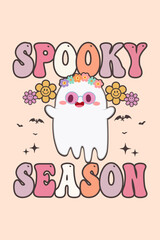 Spooky Season Wavy Groovy Hippie Retro Halloween T-Shirt