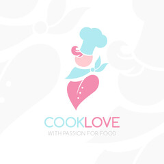 Confectioner logo. Chef silhouette in soft colors.