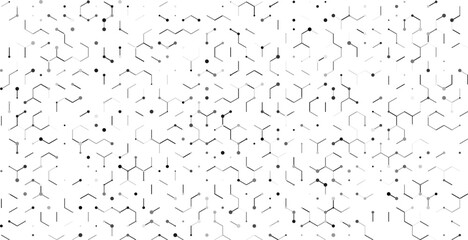 Abstract digital vector background with texture from hexagons, lines and dots.