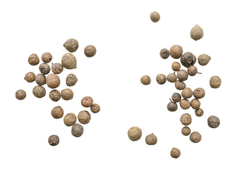 Allspice on a white background. The view from top.