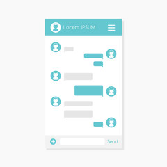 Mobile chat dialog template with empty message bubbles.