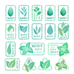 Mint leaves stamps and stickers collection