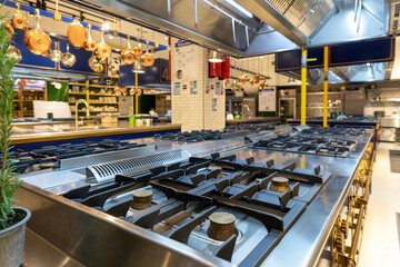 Interior of large modern kitchen. Industrial kitchen