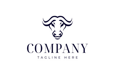 Buffalo Cow Head Logo Design Template