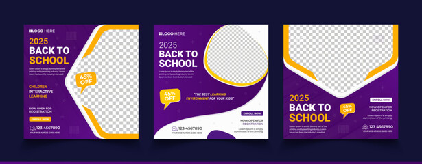 Back to school admission promotion social media post banner template
 - obrazy, fototapety, plakaty