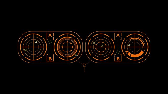 animated futuristic HUD UI element, infographic, with alpha channel for games and clips	