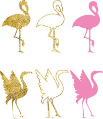set of flamingos