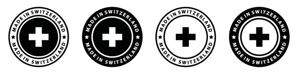 Made in Switzerland label icon, vector illustration