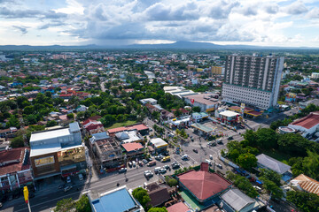 Naga, Camarines Sur, Philippines - Oct 2022: Aerial of Naga City, one of the largest cities in the Bicol Region.