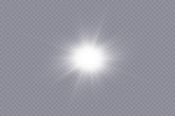 Glow effect. Star on transparent background.Bright sun. Vector illustration.