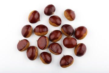 chestnuts on white background