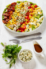 American garden salad on plate, top view
