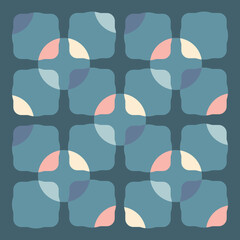 Seamless vector circles abstract retro pattern. Multi-colored circles and sters of saturated contrasting sea tones. © Elang